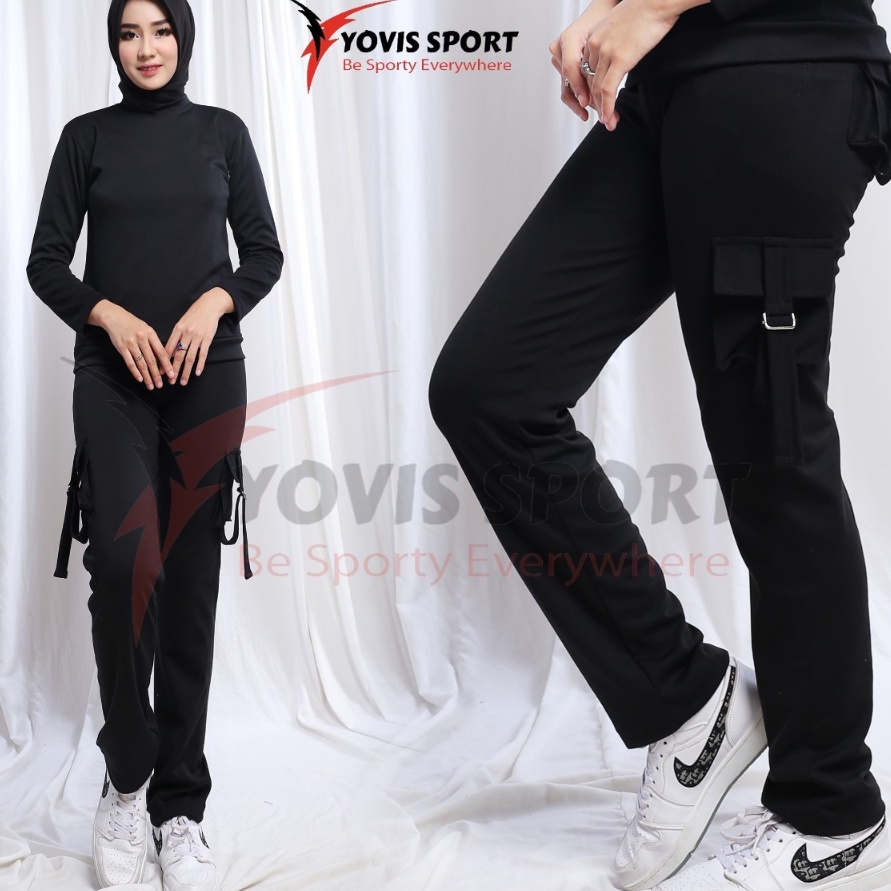 Promo celana senam kargo wanita celana kargo kantong 4 celana senam yovis sport