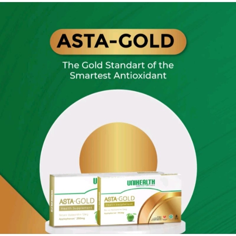 Astagold Antioksidant Gold standard Astaxanthin 12mg plus Applephenon Unihealth 12 kapsul