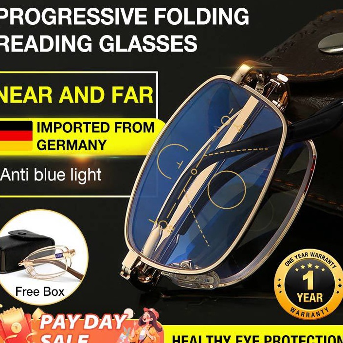 Dijamin Murah HW Kacamata Baca Progresif Lipat baca dan jalan kacamata plus pria baca ban jalan Kaca
