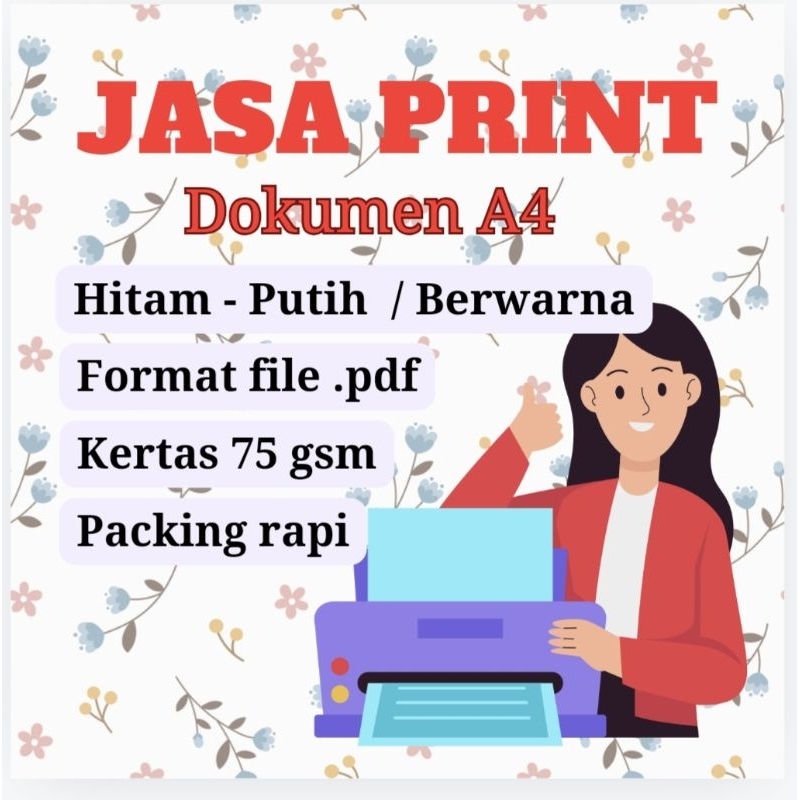 

Tanpa PO langsung proses. Jasa Print Dokumen A4 Kertas HVS 75 gsm proses cepat