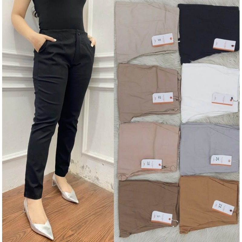Celana Fauzira Katun Twill Strech Panjang|| Fauzira Baggy Pants- Celana Panjang Wanita merah