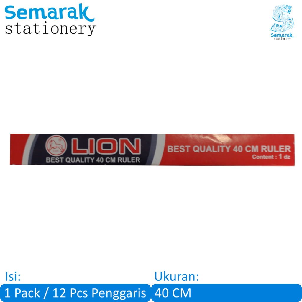 

LION The Best Quality Ruler Penggaris Plastik Transparan 40 CM [1 Pack / 12 Pcs]