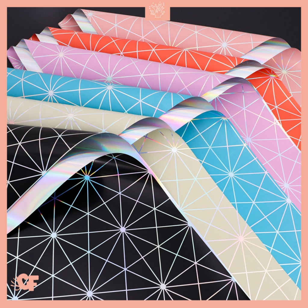 

Kertas Buket Bunga Sparkling Hologram Twotone Flower Wrapping Paper Cellophane KB6009