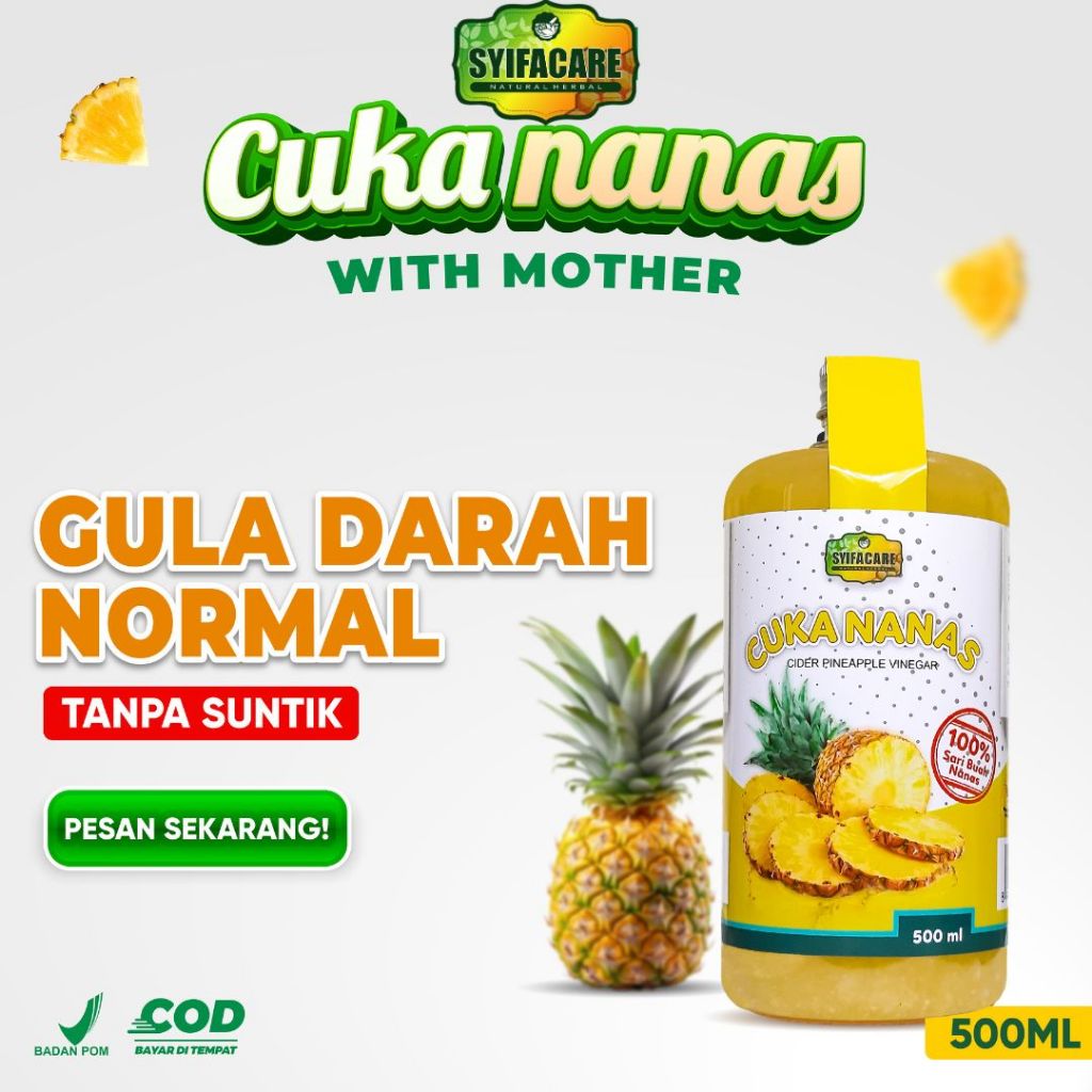 

Syifacare Turunkan Kadar Gula Darah 100% Cuka Nanas Asli & Menjaga kadar kolesterol dalam tubuh