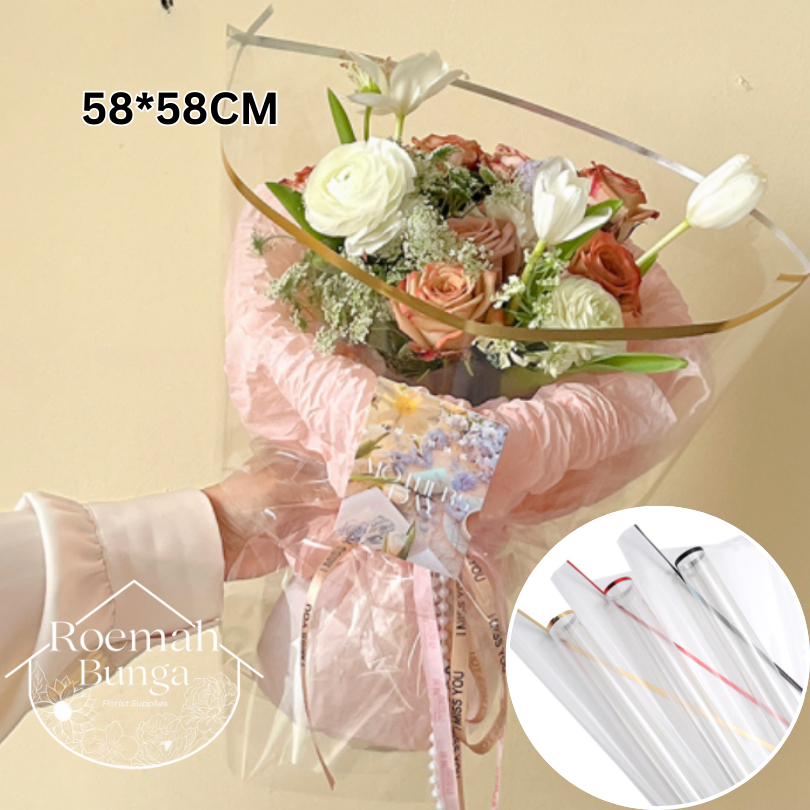 

[5 LBR] Cellophane Transparan List / Plastik Bening / Buket Florist Bunga 58*58cm