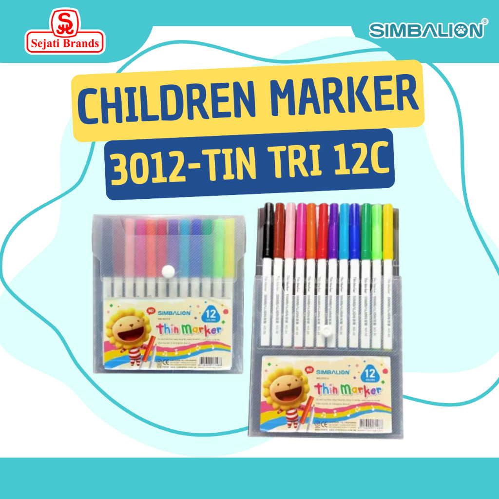 

Simbalion Spidol/ Coloring Children Marker 3012-Tin Tri 12 Color