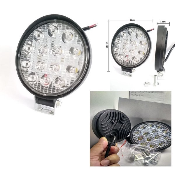 WORKLIGHT BULAT LAMPU TEMBAK MOBIL LED 42 WATT 16 TITIK LAMPU SOROT BULAT