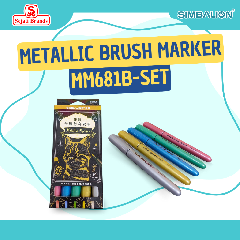 

SIMBALION Metallic Brush Marker MM681B Set isi 5 Pcs