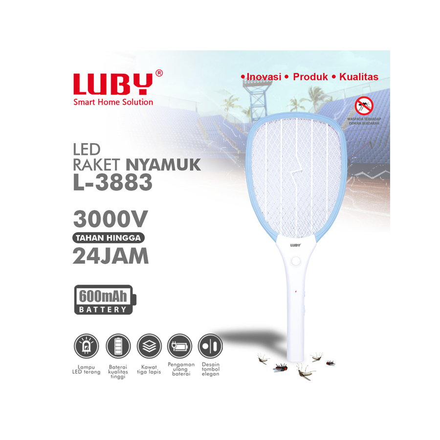 LUBY Raket Nyamuk Listrik Charger Baterai Lithium L-3883/3839