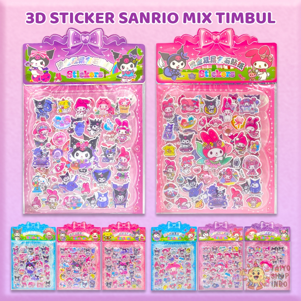 

TAIYO 3D Sticker Sanrio Mix 27x18cm Timbul Stiker Tempel Karakter Kartun Campur Hiasan Lucu Mainan