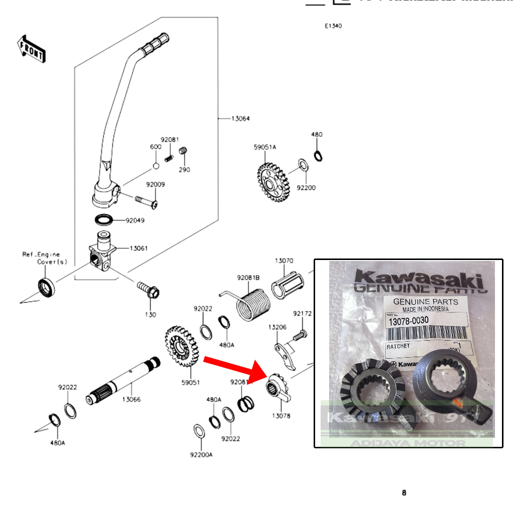 RACHET GIGI SELAH KECIL KLX 150