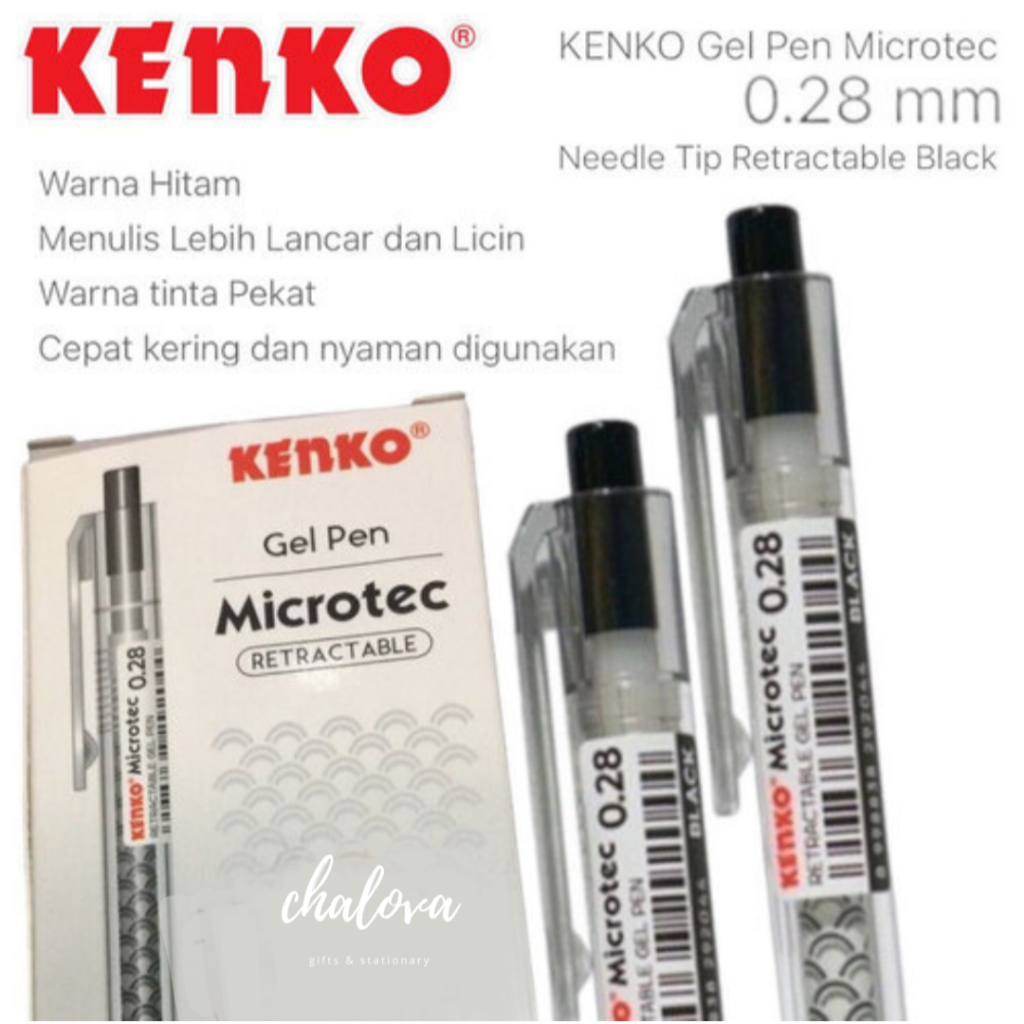 

[LUSIN] PULPEN GEL KENKO MICROTEC 0.28MM / GEL PEN / BOLPOIN GEL TINTA HITAM / BOLPEN ISI 12 PCS