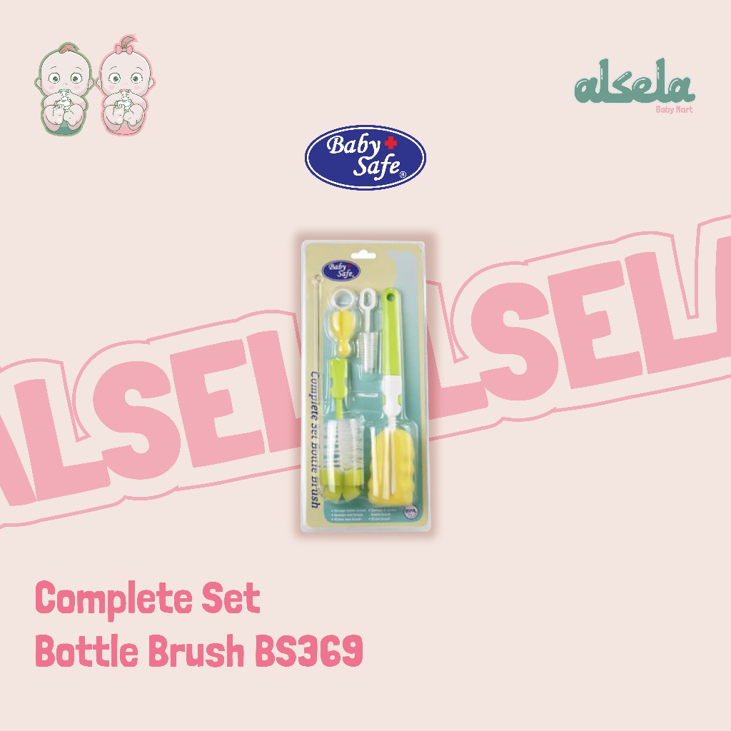 Baby Safe Complete Set Bottle Cleaning Brush BS369 Sikat Pembersih Botol Susu Dot Bayi