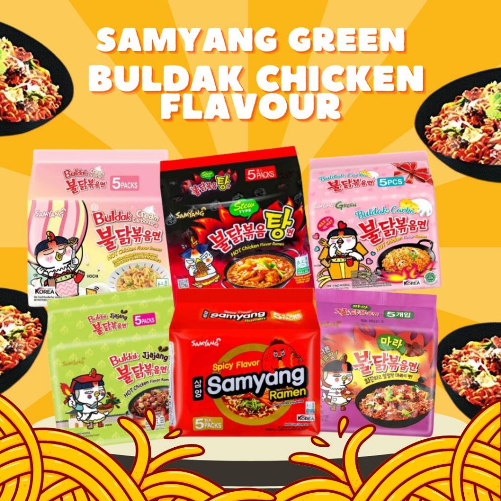 

SAMYANG Green Buldak Hot Chicken Flavour Ramen 1 Pak isi 5 Pcs