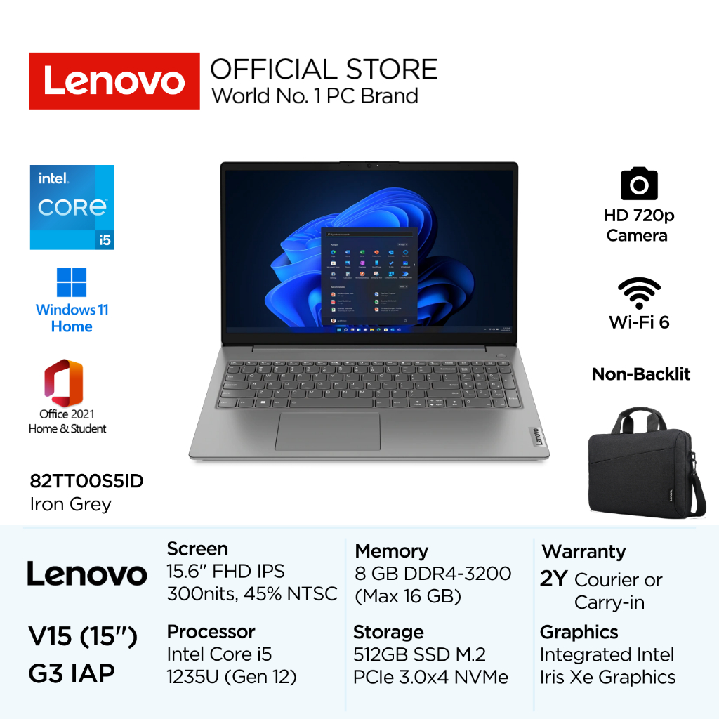 Lenovo V15 Gen 3 IAP S5ID Intel Core i5 1235U Win11 Home 8GB Soldered 512GB SSD 15.6" FHD IPS 300nit