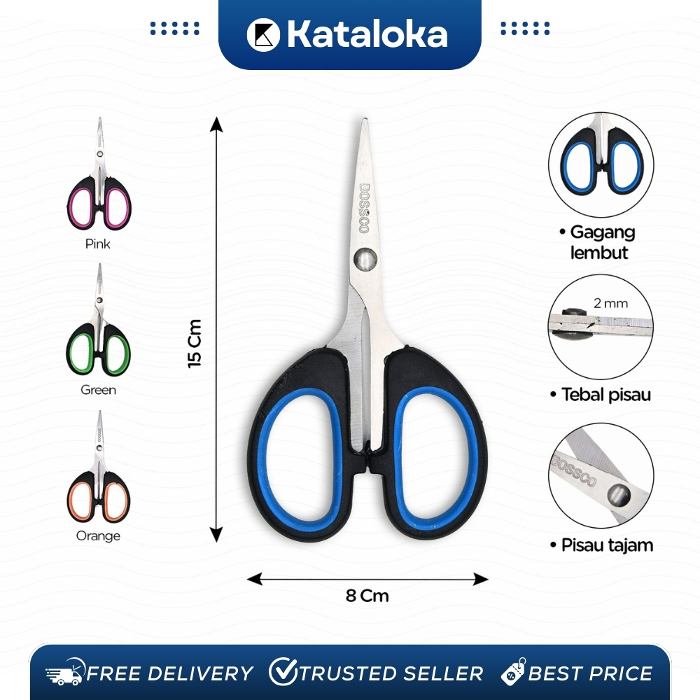 

RB 1 lembar (12 pcs) Gunting Scissors BOSSCO B-664 5 inch