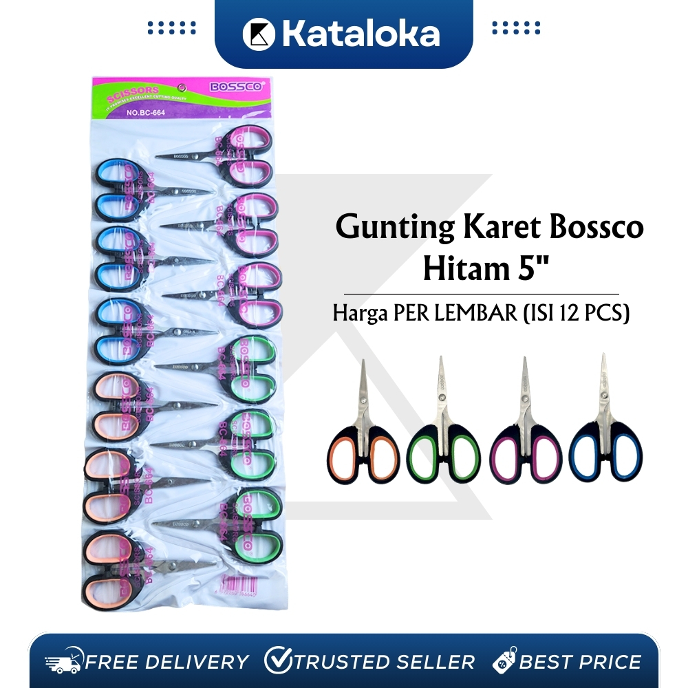 

1 lembar (12 pcs) Gunting Scissors BOSSCO B-664 5 inch