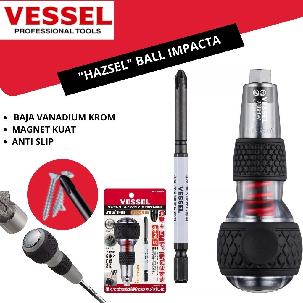VESSEL HAZUSERU BALL IMPACTA SCREWDRIVER 238HW-2
