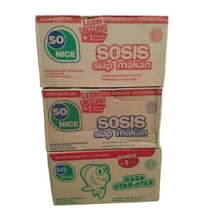 

Sosis So Nice Rasa Ayam Sapi 1 Dus isi 6 Toples 24+1pcs @17g