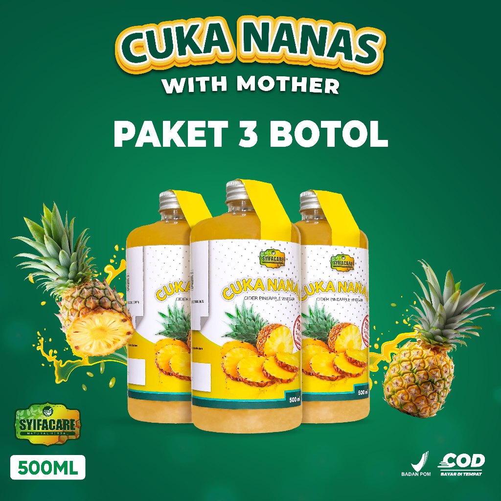 

Syifacare Cuka Nanas 3 Botol With Mother 500 ml Untuk Menurunkan Gula Darah Kolesterol Asam Urat
