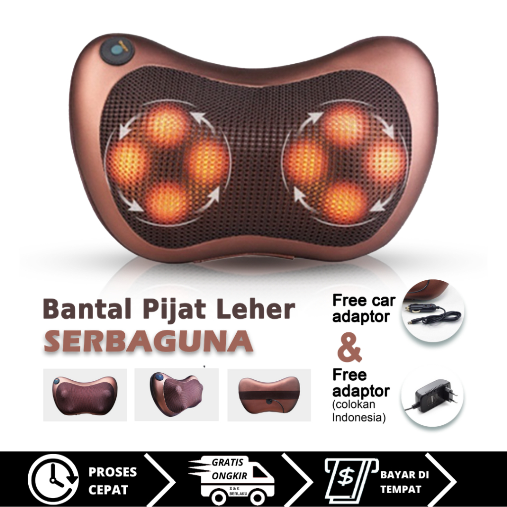 Alat Pijat Leher 8 Bola Massage Pillow Bantal Pijat Leher Punggung Portable Car And Home Serbaguna D