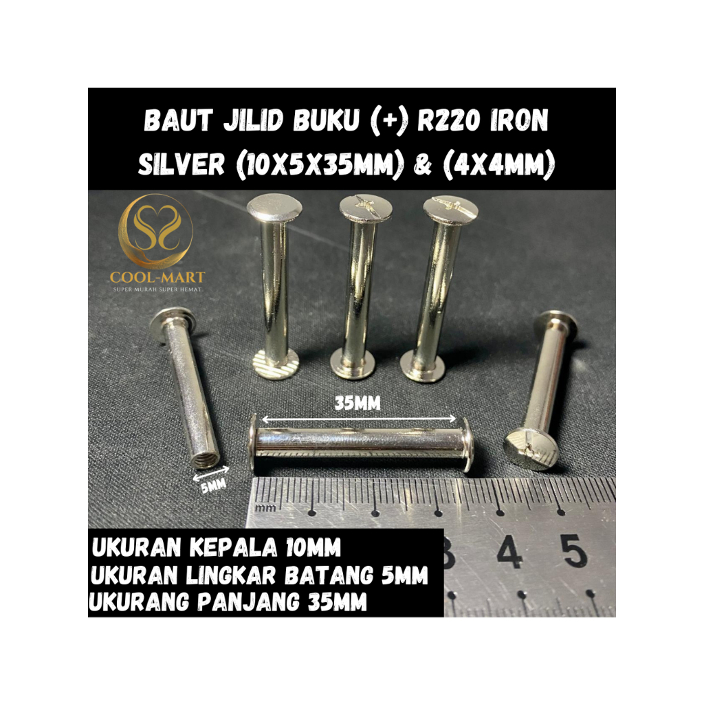 BAUT JILID BUKU (+) R220 IRON SILVER (10X5X35MM) & (4X4MM)