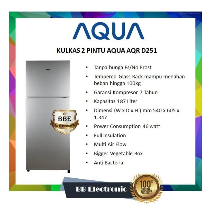 KULKAS 2 PINTU AQUA AQR D251