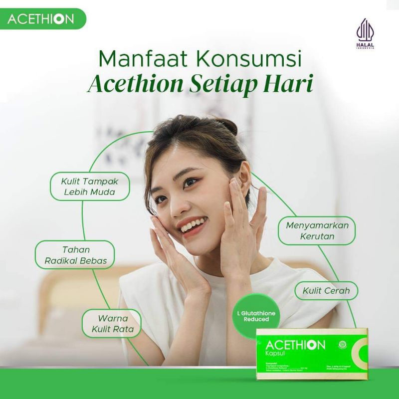 Acethion @ 30 kapsul (memelihara kesehatan kulit) glutathione