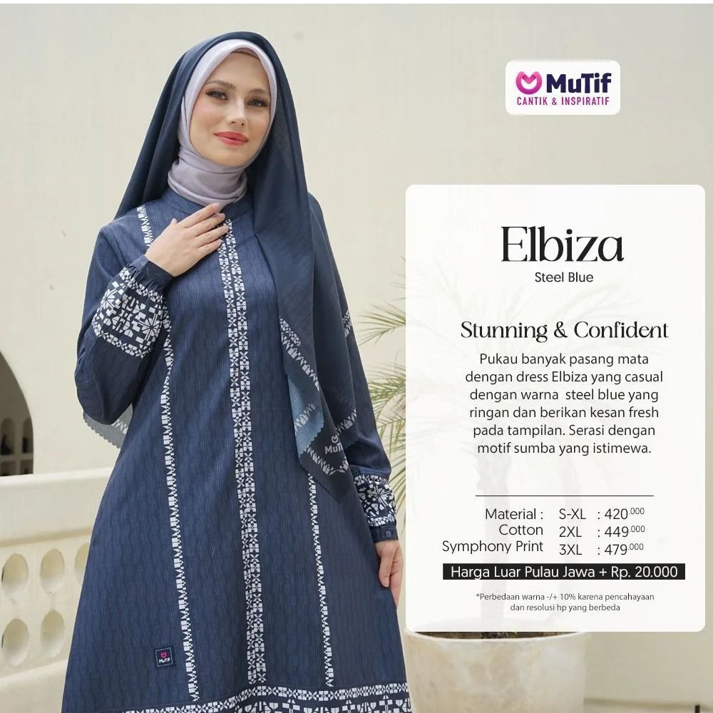 Couple Koko Gamis Albiza - Elbiza Mutif Steel Blue