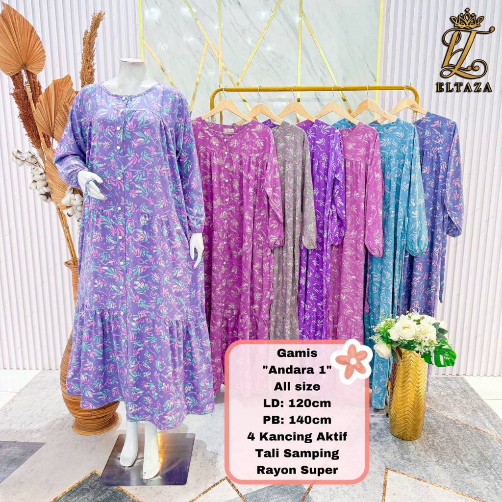 Eltaza Gamis Batik Dress Maxi Busui Busana Muslimah Rayon Super Pekalongan