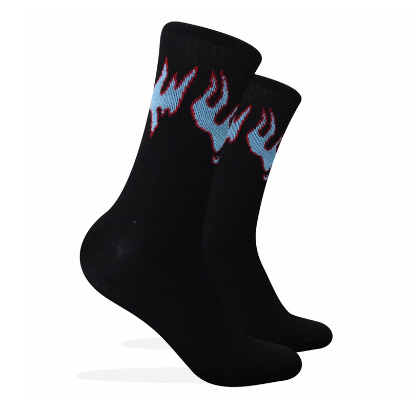 Kaos Kaki Skate Api Biru Dasar Hitam - Kaos Kaki Medan