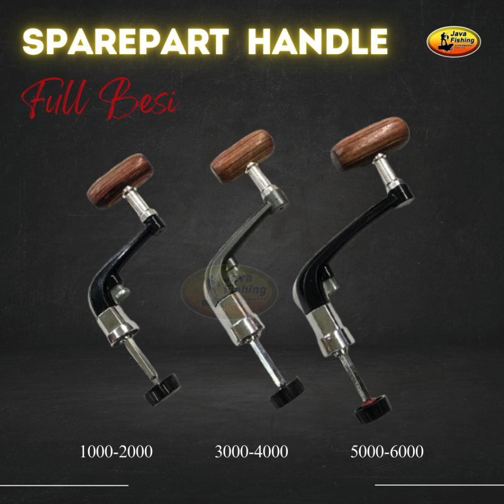 Sparepart Handle Lipat HANDLE REEL PANCING FULL BESI (Knob Kayu)