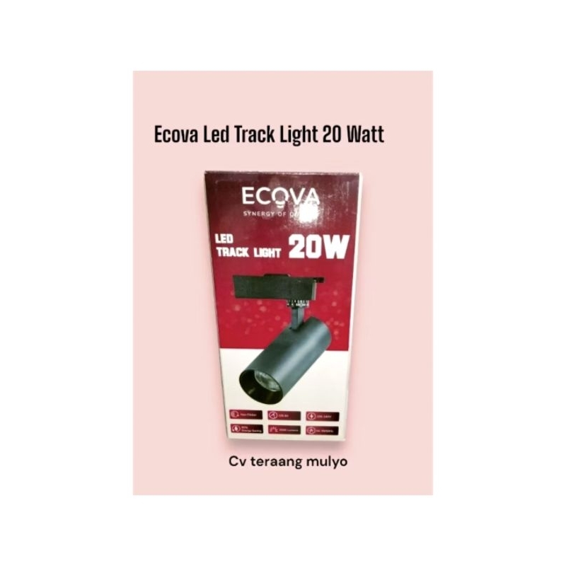 Ecova Led Track Light 20 Watt / Track Spot Light / Lampu Sorot Rell COB - Body Hitam, Natural White 