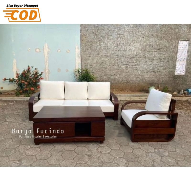 Kursi Tamu Minimalis Modern Jati, Set Kursi Tamu Minimalis Jati, Kursi Tamu Minimalis Bantalan Kayu 