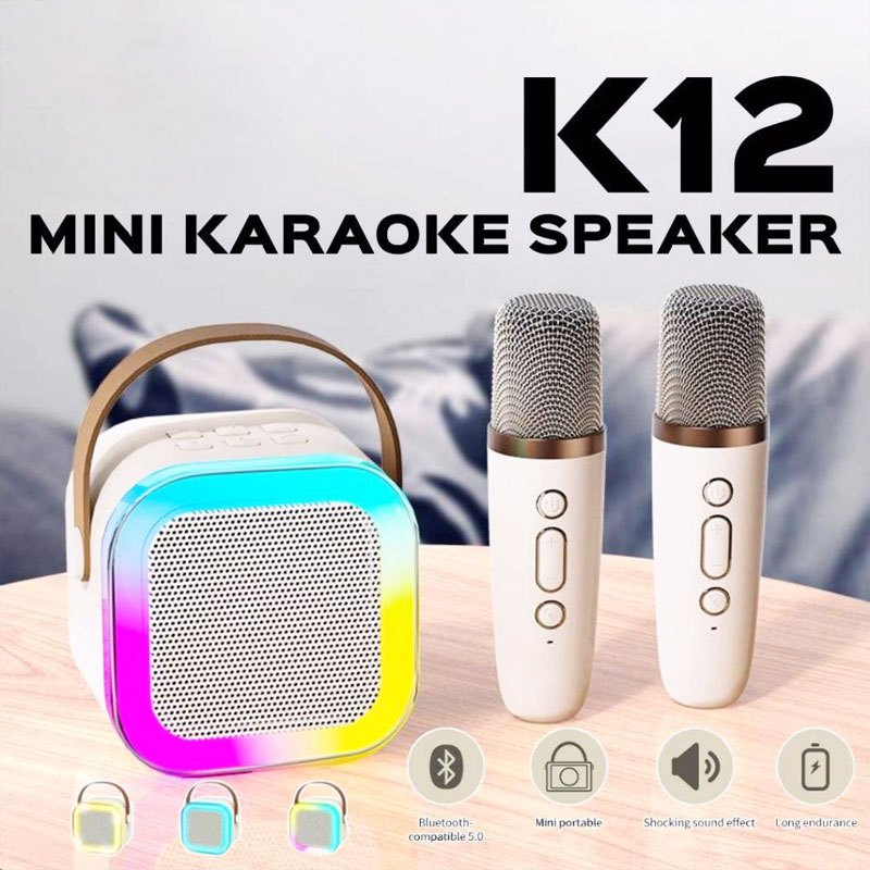 Original K12 Speaker Bluetooth Mini Karaoke Speaker Portable 2 MIC Wireless Karaoke Sound System