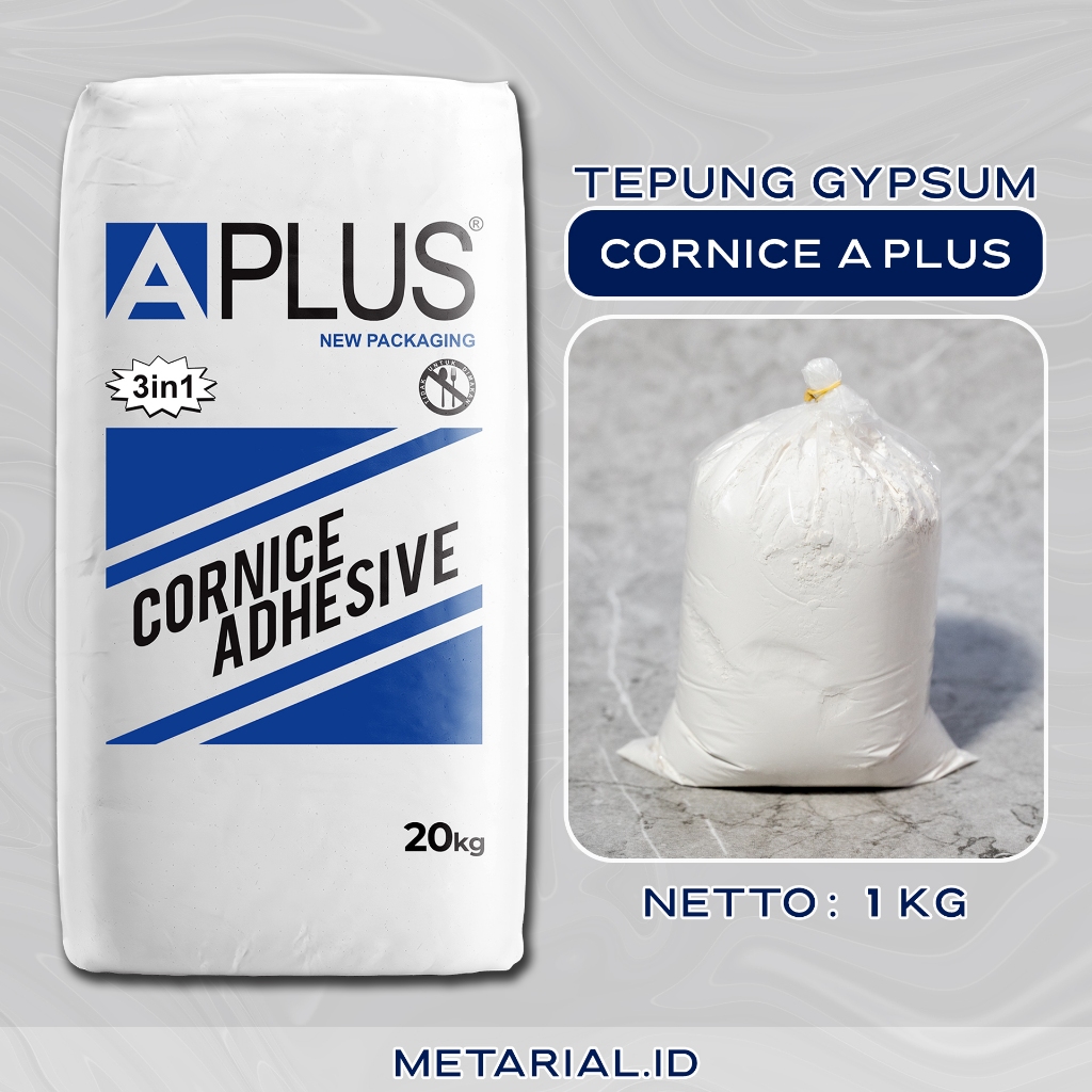 TEPUNG GYPSUM / GIPSUM COMPOUND APLUS PER 1 KG CORNICE ADHESIVE ECER | Dempul Plafon Dinding