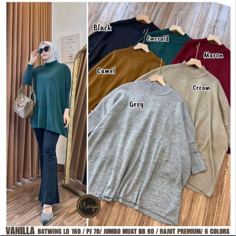 Vanilla Batwing | atasan batwing rajut import