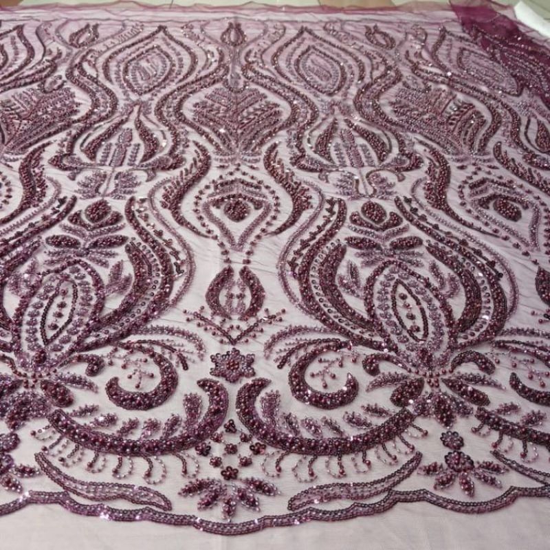 Bahan kain tulle elisab full payet/kain full payet elisab//kebaya mewah wanita full payet