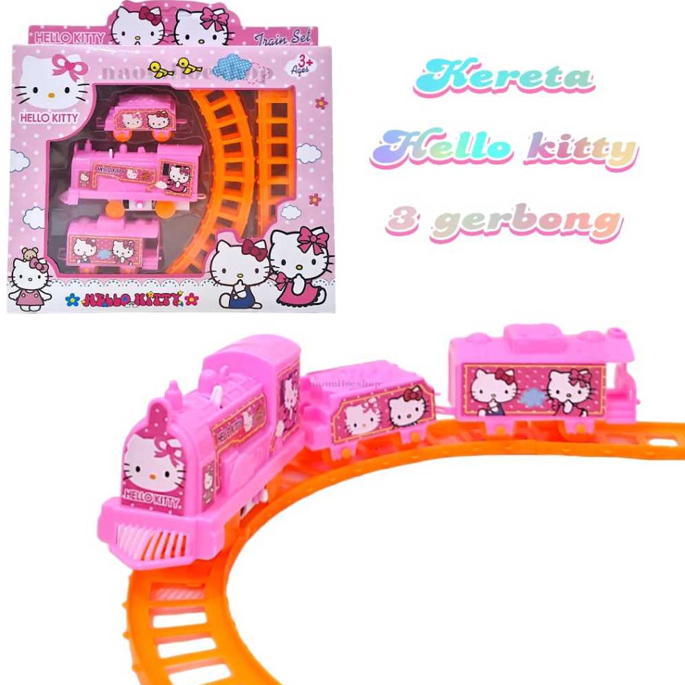 Stock Terbatas mainan kereta api hellokitty train set hellokity MAINAN KERETA ANAK 2pcs baterai AA