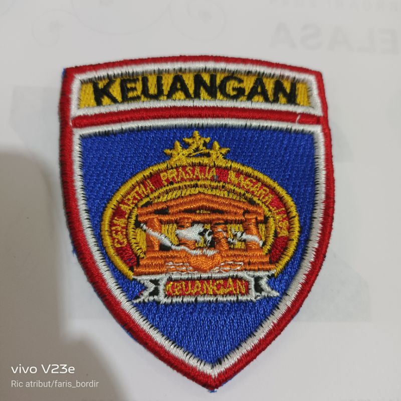 BET BORDIR LOGO KEUANGAN TIMBUL LOGO POLRI