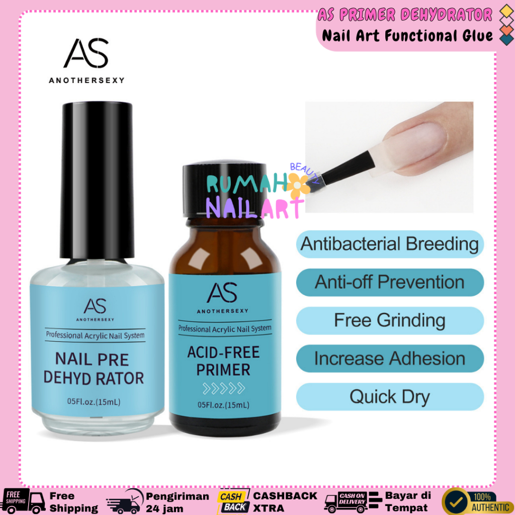 AS 1 Set 15ml Nail Primer Prep Dehydrator 1 SET 2PCS Professional Nail Art  / AS Another Sexy Nail P
