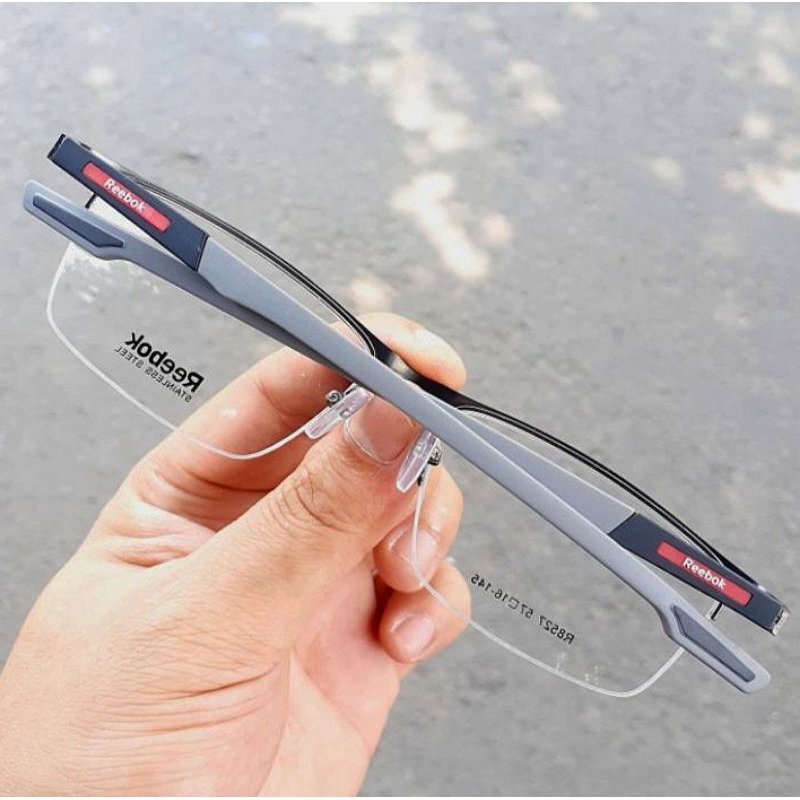 FRAME KACAMATA REEBOK PRIA TERLARIS R8527 SEMI RIMLESS STAINLESS STEEL TITANIUM