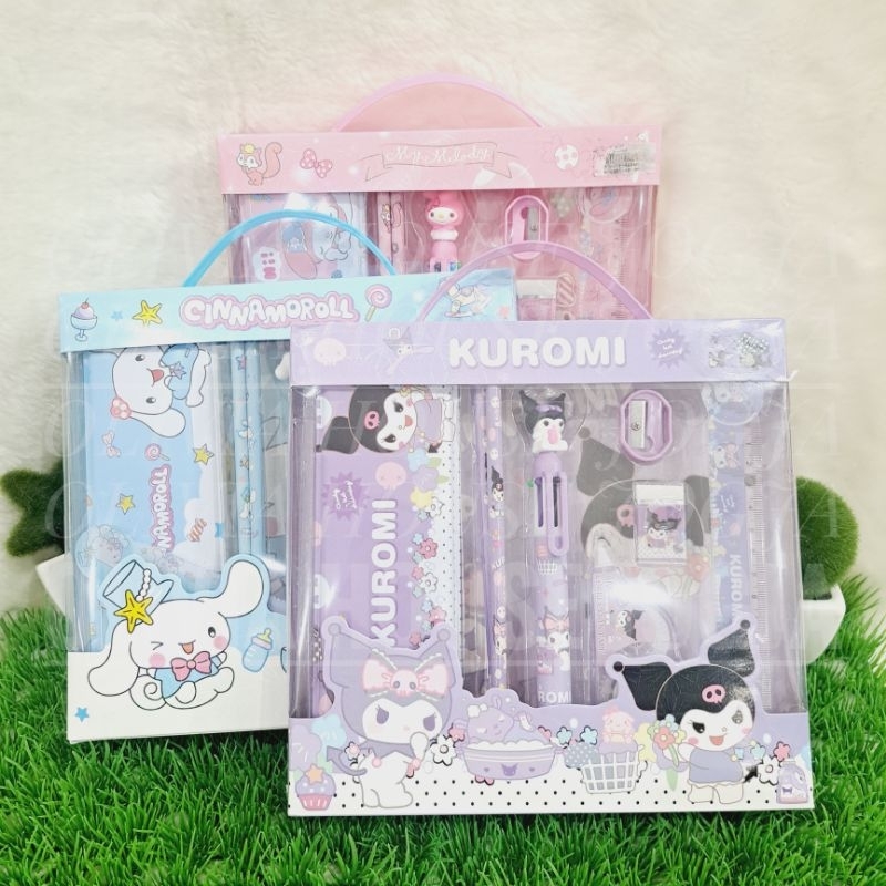 

Stationary Set Cinnamoroll 7in1 Pensil Case Set Box Kuromi My Melody 7in1