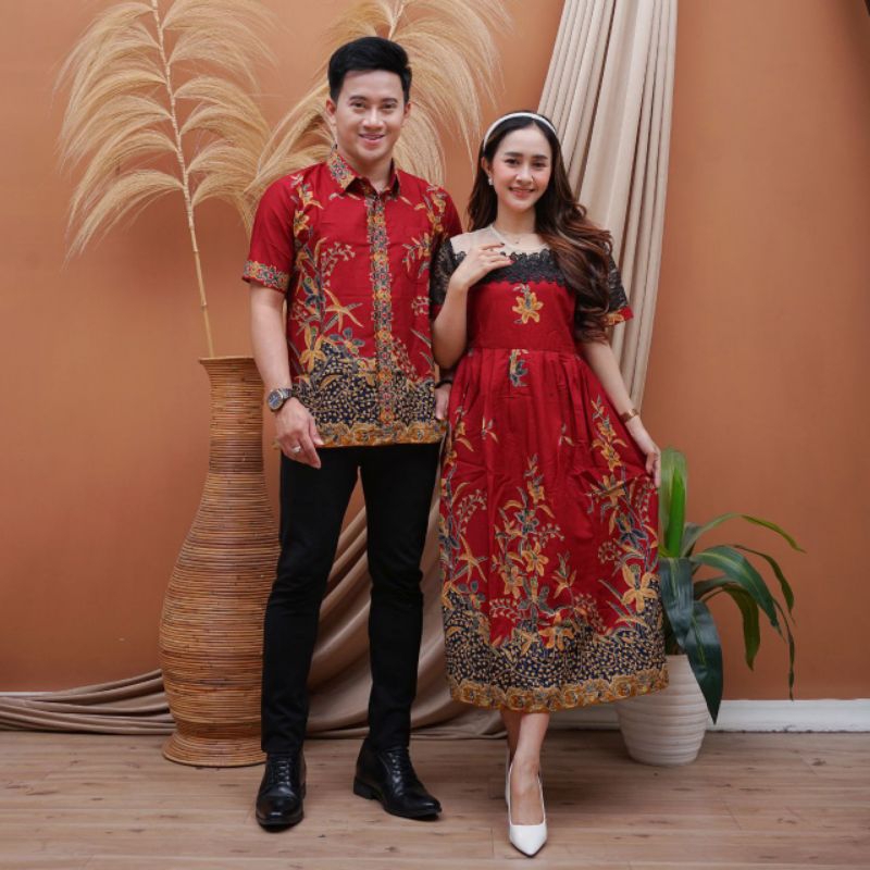 COD DRESS BATIK TRENDI BAJU COPEL KEKINIAN KOMBINASI RENDA DAN BROKAT PAKAIAN PESTA MODERN