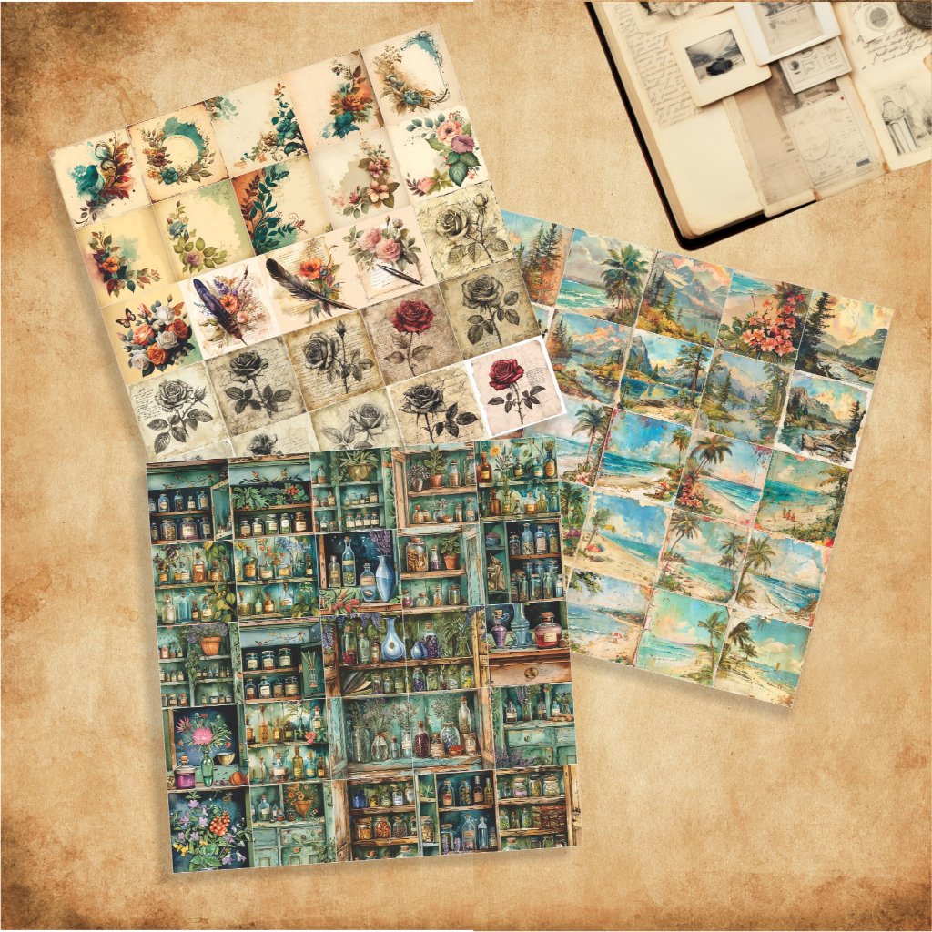 

Sticker Vintage Aesthetic Stiker Pack Journal Scrapbook Planner