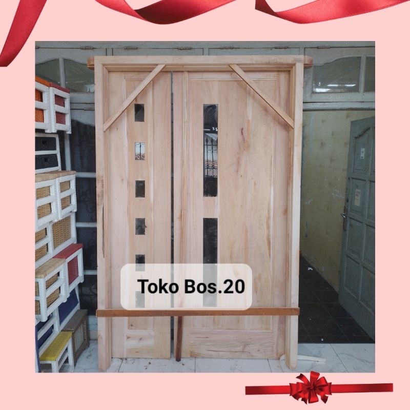 Pintu Dan Kusen Rumah Kupu Kupu 80×40cm Kayu Mahoni
