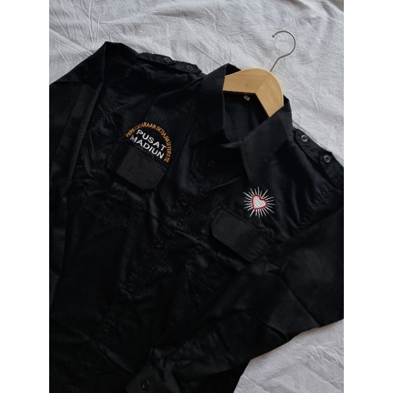 Free Stiker KEMEJA BORDIR PSHT PUSAT MADIUN BAHAN NAGATA DRILL, BISA COD