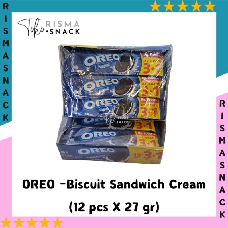 

Oreo Biscuit Sandwich Cream Original Chocolate kemasan (12pcs x 27gr)