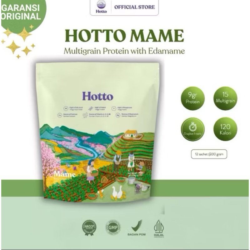 

Hotto mame Edamame 12 sachet 1 pouch mulrigrain oat Halal BPOM