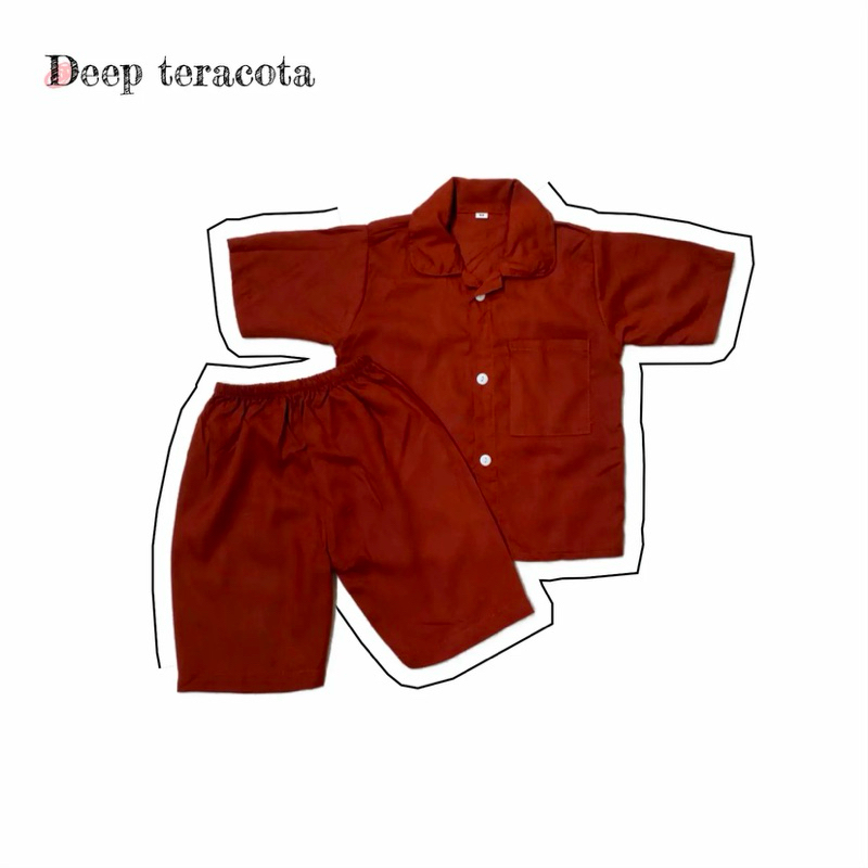 Setelan Piyama Rayon Tangan Pendek Celana Pendek Usia 0 - 4 Tahun Polos part 2